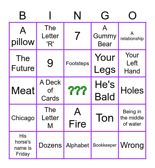 Riddle Bingo Card