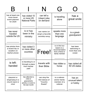 Ice Breaker Bingo Card