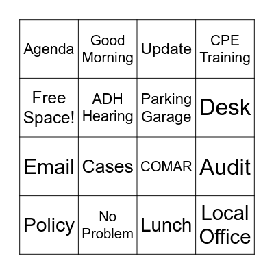 OIG Bingo Card