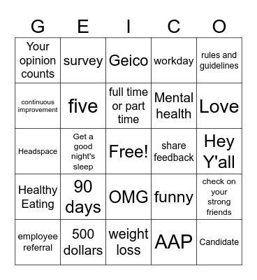 Final 15 BINGO Card