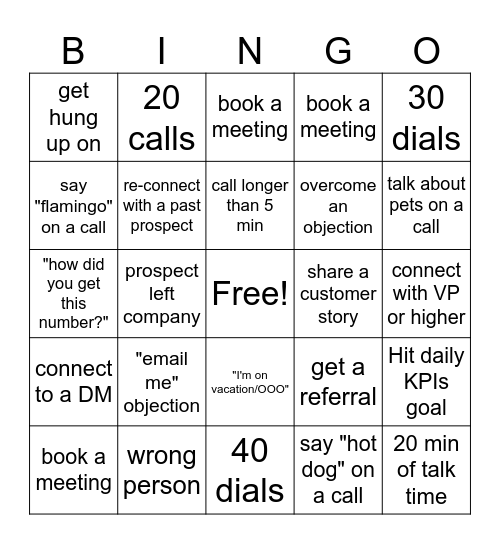 Power Hour Bingo Card