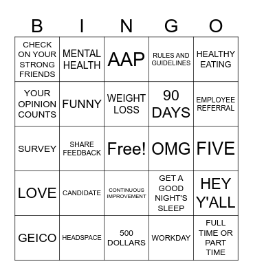 FINAL 15 BINGO Card