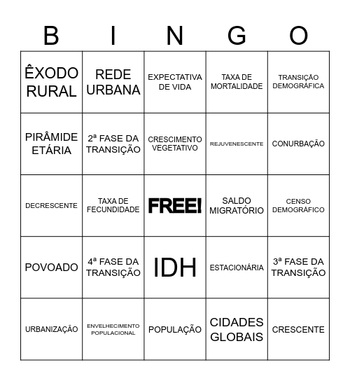 BINGO DEMOGRÁFICO Bingo Card