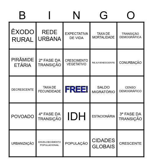 BINGO DEMOGRÁFICO Bingo Card