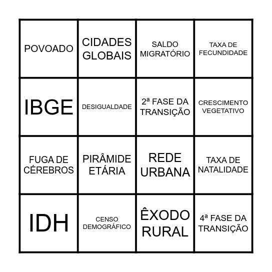 BINGO DEMOGRÁFICO Bingo Card