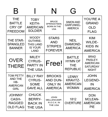 'MERICA Bingo Card