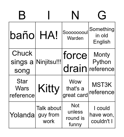 Chuckles Bingo Card