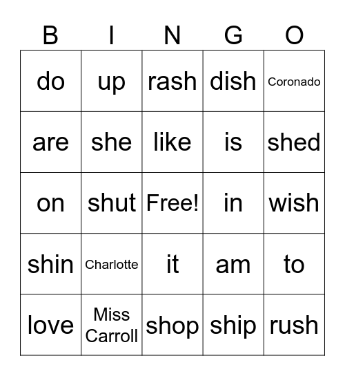 Charlotte's BINGO Card