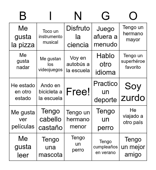 Get To Know You Bingo Card