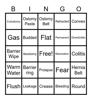 Ostomy Bingo Card