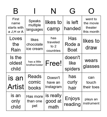 ETHOS BINGO! Bingo Card