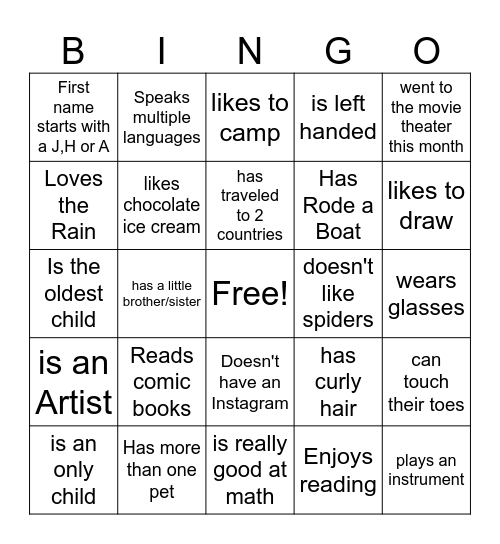ETHOS BINGO! Bingo Card