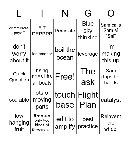 LS Lingo Bingo Card
