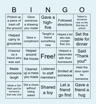 Kindness Bingo! Bingo Card