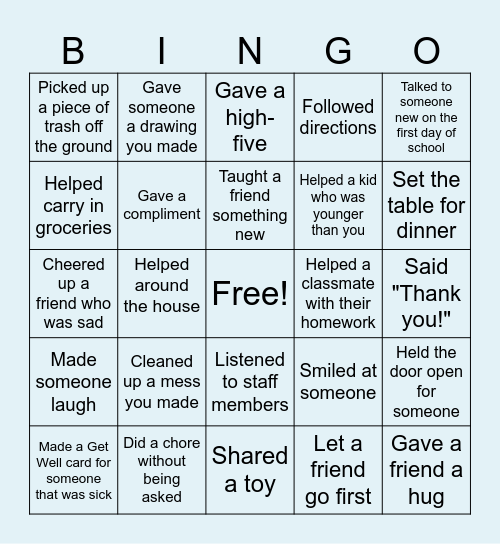 Kindness Bingo! Bingo Card