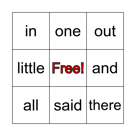 Roll Over Bingo Card