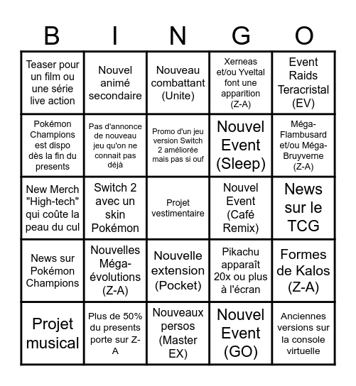 Pokémon Presents 22.07.2025 Bingo Card