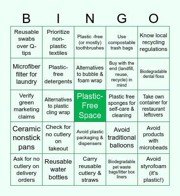 Plastic-Free July Bingo Card