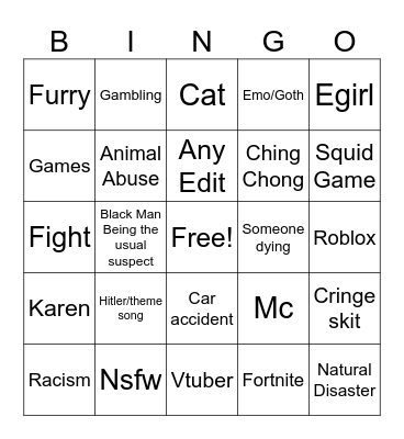 Insta Reel Bingo Card