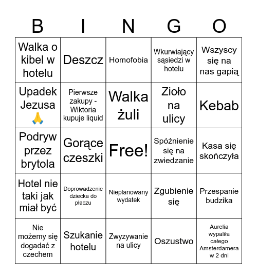 Czeska ruletka Bingo Card