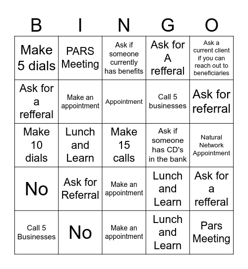 CALL Session BINGO Card
