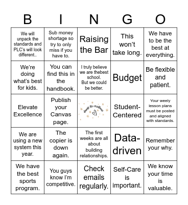 25-26 Back to School CvHS Bingo Card