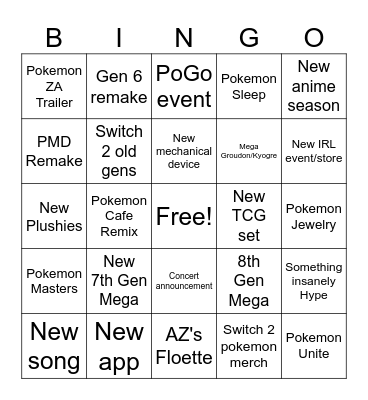 Pokemon Present July 2025 Bingo Card
