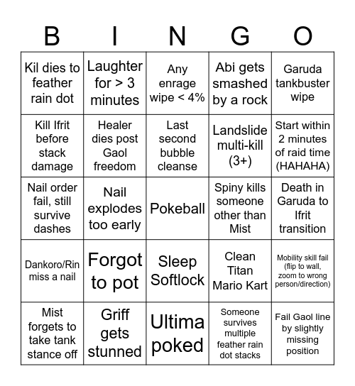 ONE UWU Bingo Card