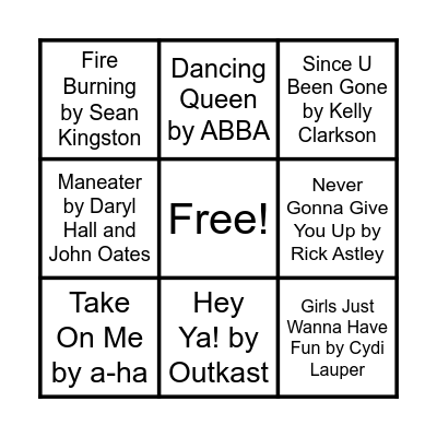 Music Bingo Card