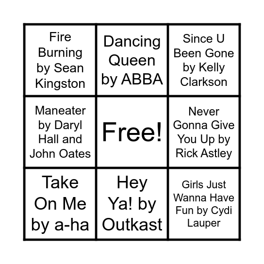 Music Bingo Card