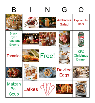 Holiday Food and Treats Bingo Card