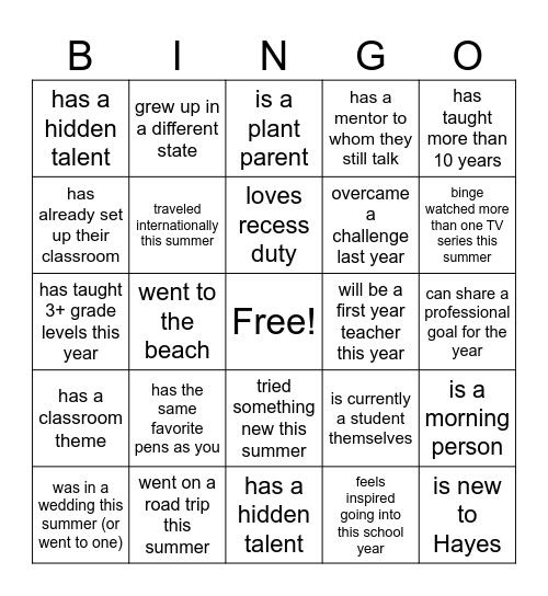 Find Someone Who ... Bingo Card