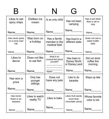 Get To Know Your Coworkers BINGO Card
