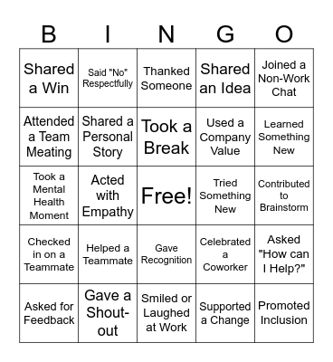 Culture Bingo Card