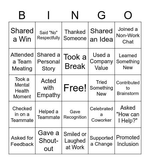 Culture Bingo Card