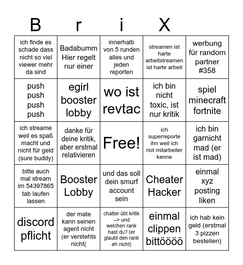 BriX Badabumm Bingo Card