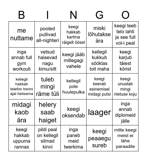 laagri bingo Card