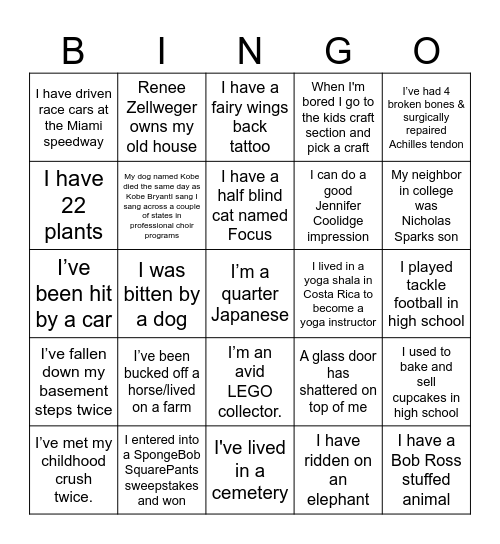 How well do you know us? Bingo Card