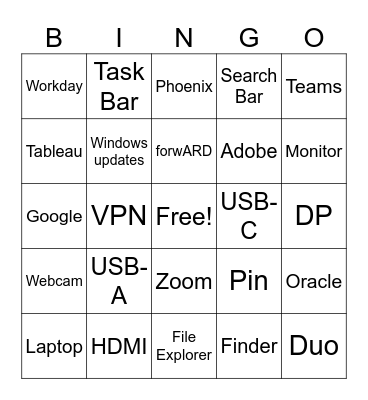General Tech Terms Bingo Card