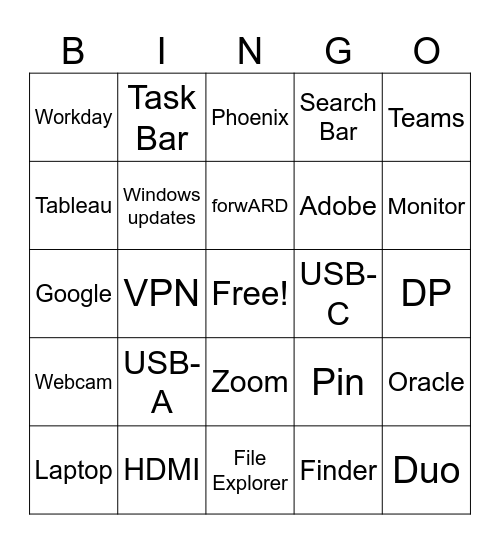 General Tech Terms Bingo Card