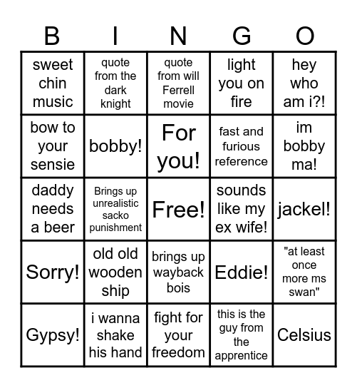 MITCH Bingo Card