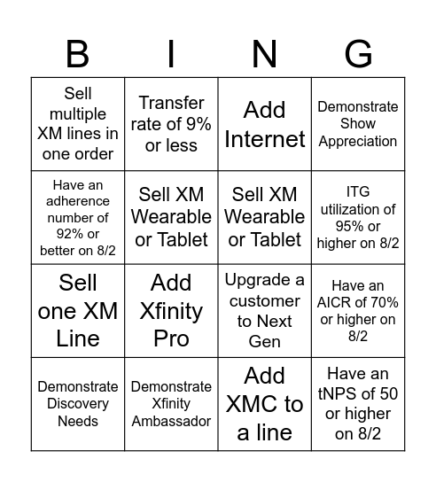 Fiscal August 7/22-8/2 Bingo Card