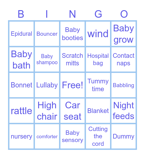 Baby Bingo! Bingo Card