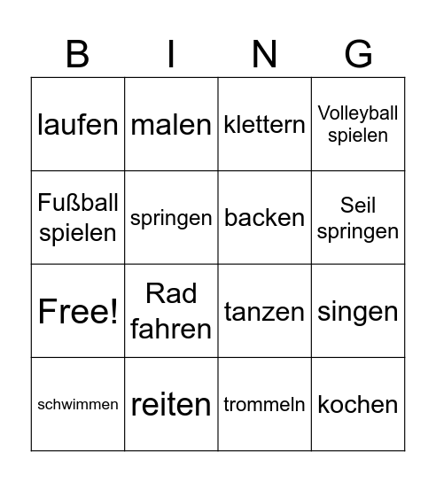Hobby Bingo Card