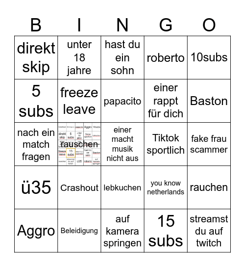 Bwitchtok Bingo Card