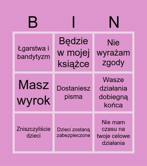 Mariusz Bingo Card