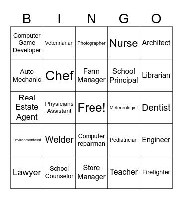 Career Bingo Card