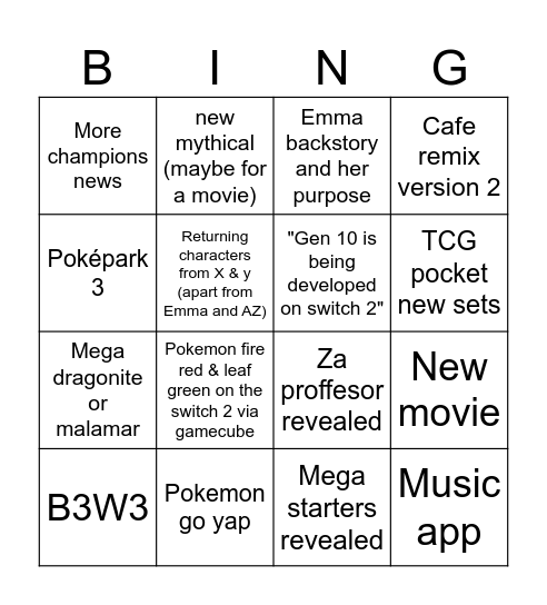 July presents bingo Card