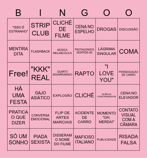 Bingo Filmes Bingo Card
