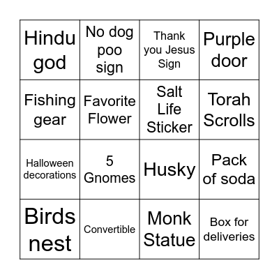 Door Knocking Bingo Card